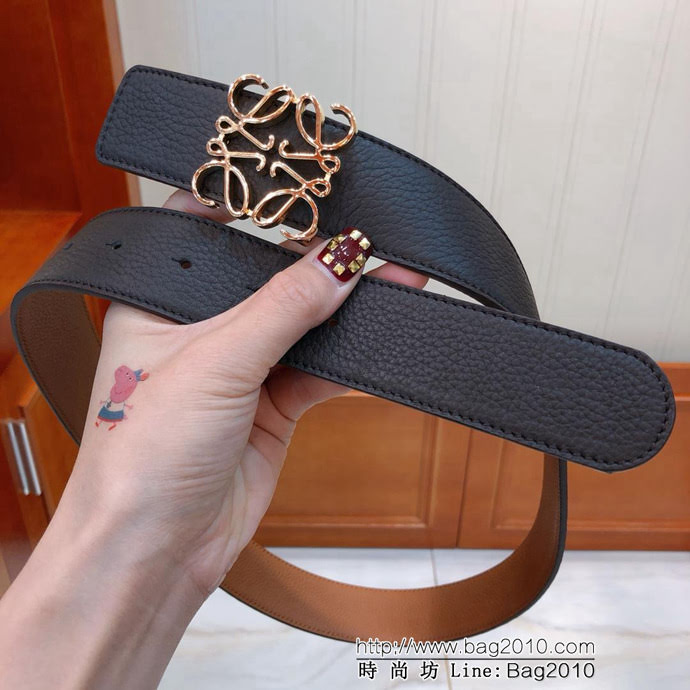 LOEWE羅意威 雙面可用皮帶 義大利雙面頭層荔枝紋腰帶 鋼Gancini扣飾 男士皮帶  xfp1099